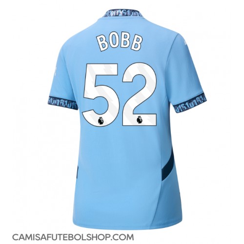 Camisa de time de futebol Manchester City Oscar Bobb #52 Replicas 1º Equipamento Feminina 2024-25 Manga Curta